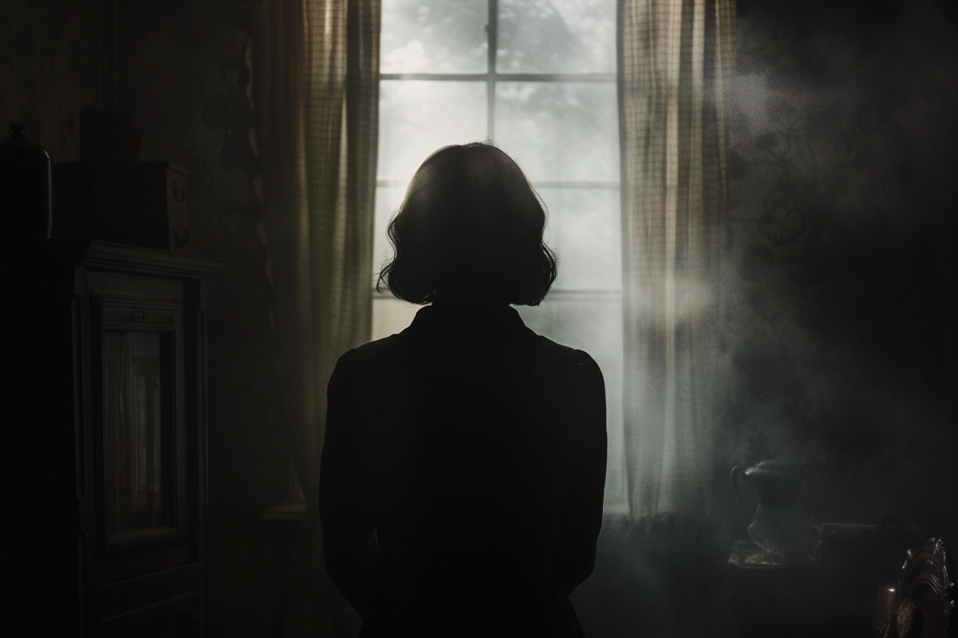 A woman standing near a window | Source: Midjourney