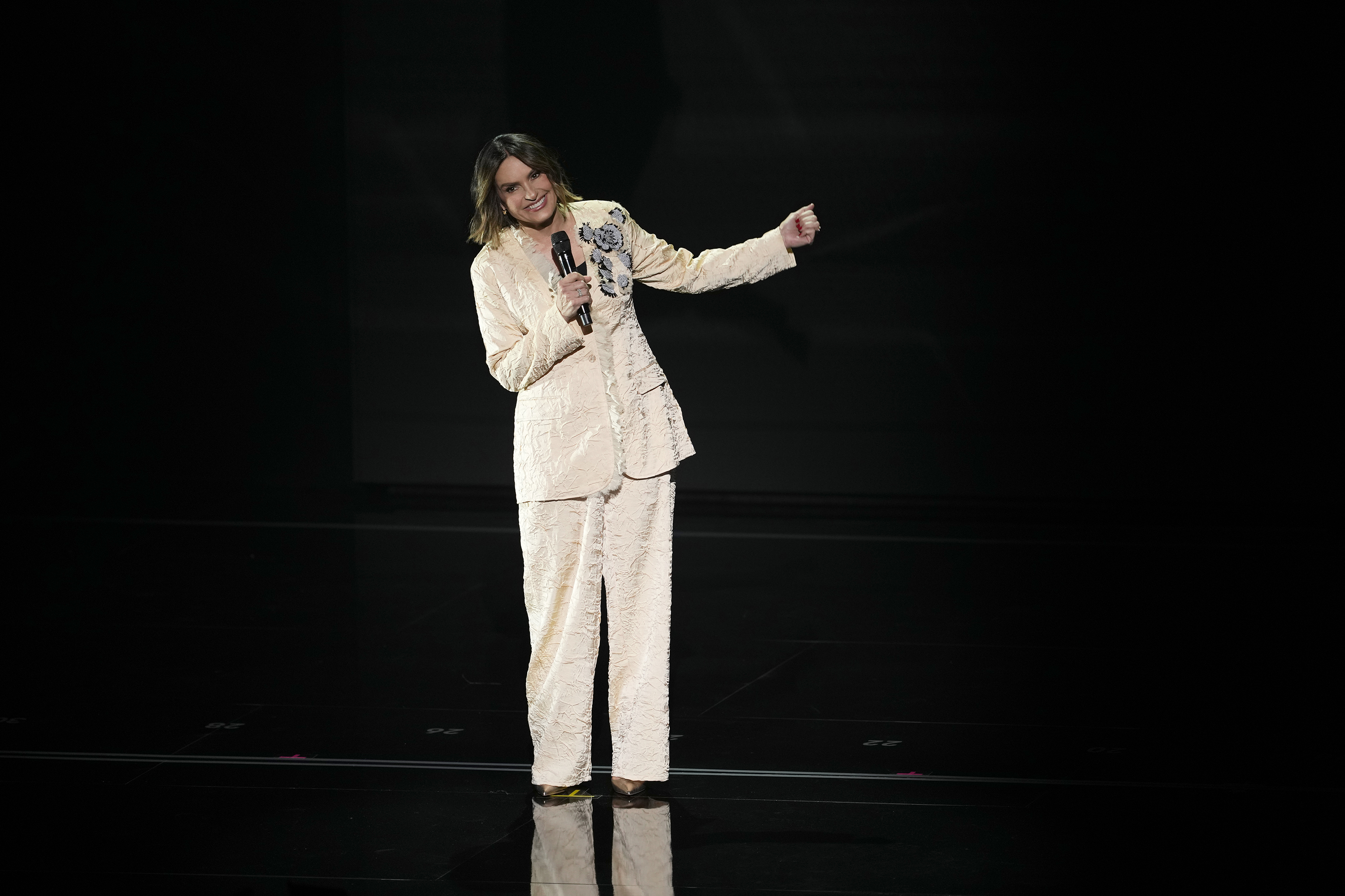 Mariska Hargitay speaks onstage during the NBCUniversal Upfront event at the Radio City Music Hall on May 11, 2026 in New York City.  | Source: Getty Images