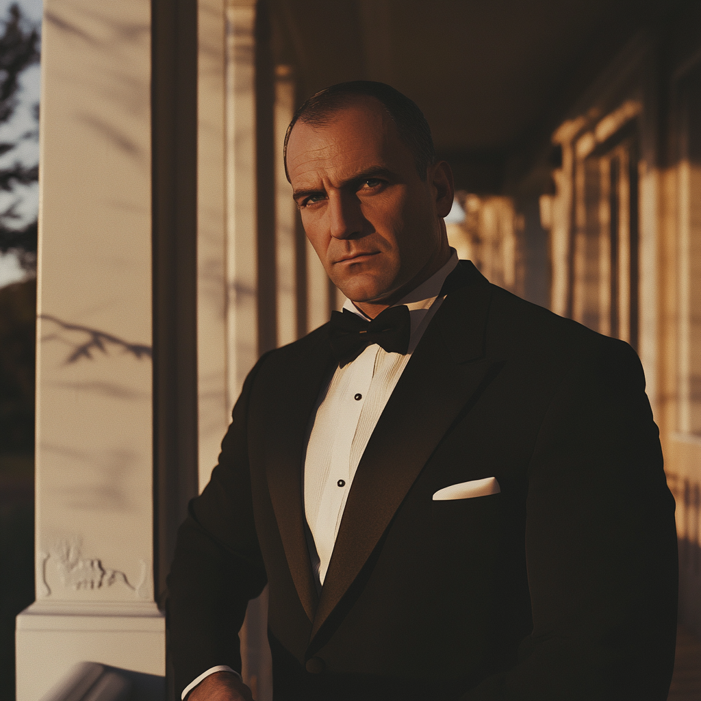 A government agent on a porch | Source: Midjourney