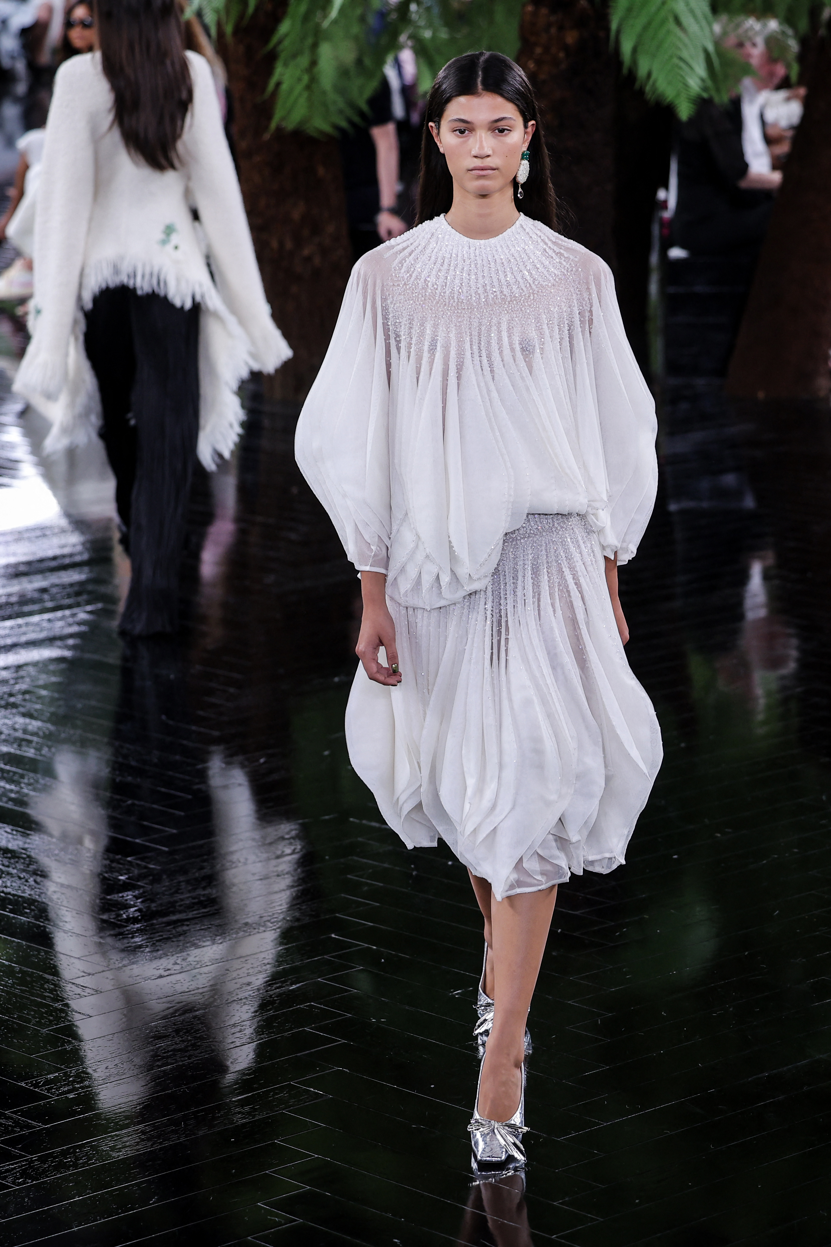 A model walks the runway during the Christian Dior Haute Couture Fall/Winter 2026/2027 show as part of Paris Fashion Week on July 6, 2026 in France. | Source: Getty Images