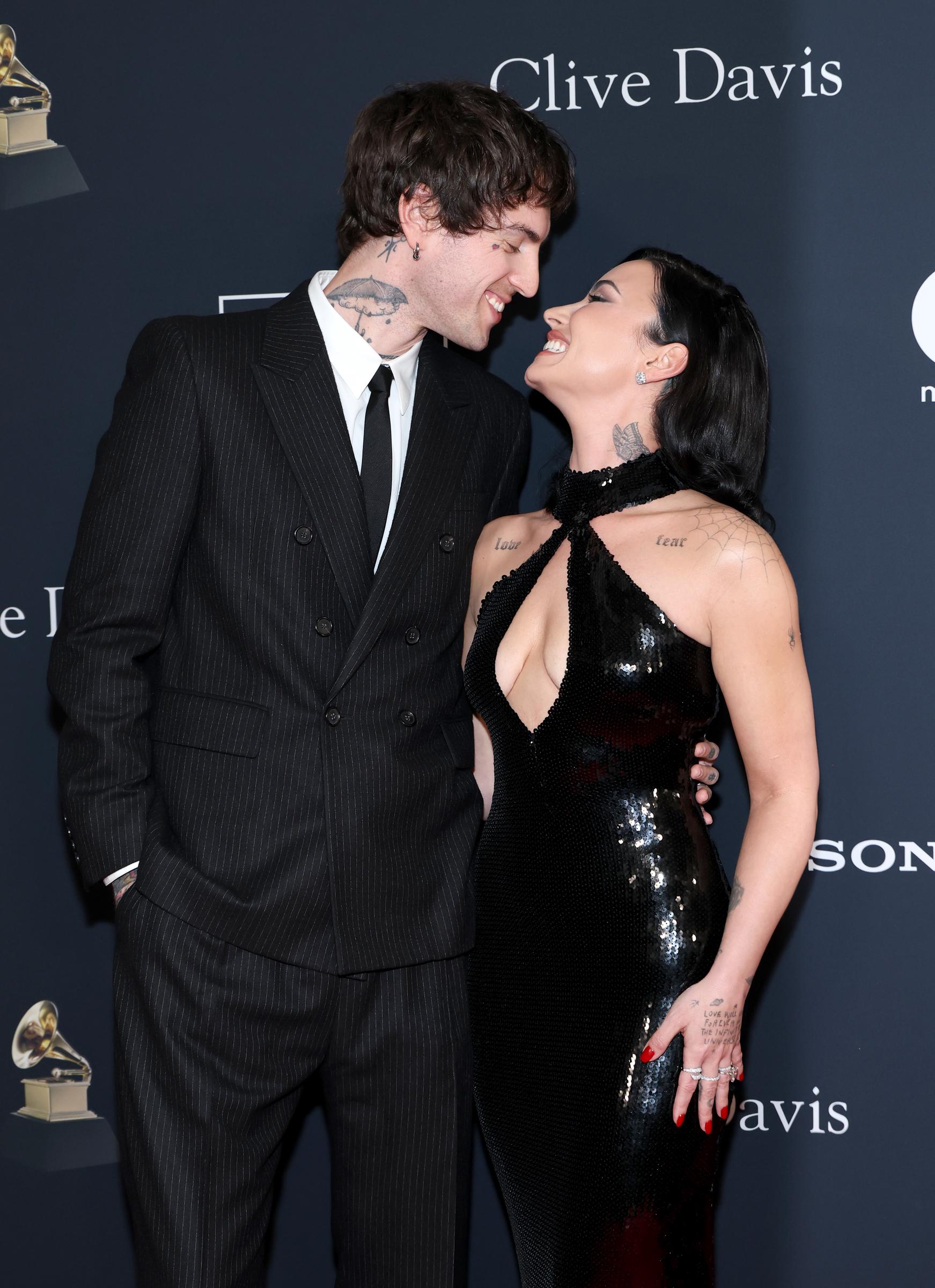 Jutes and Demi Lovato during the 68th Grammy Awards Pre-Grammy Gala & Grammy Salute to Industry Icons honoring Avery Lipman and Monte Lipman at The Beverly Hilton on January 31, 2026 | Source: Getty Images
