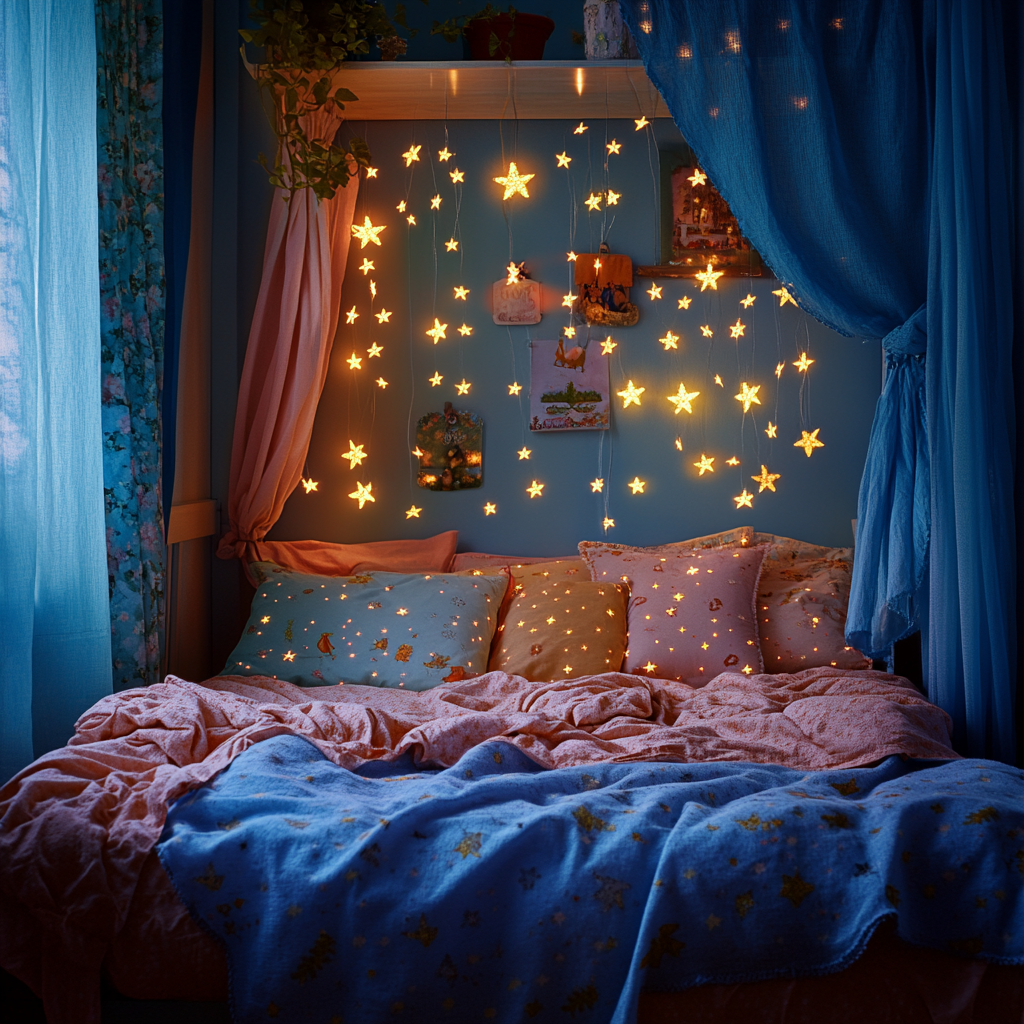 A little girl's room decorated with glow-in-the-dark stars | Source: Midjourney