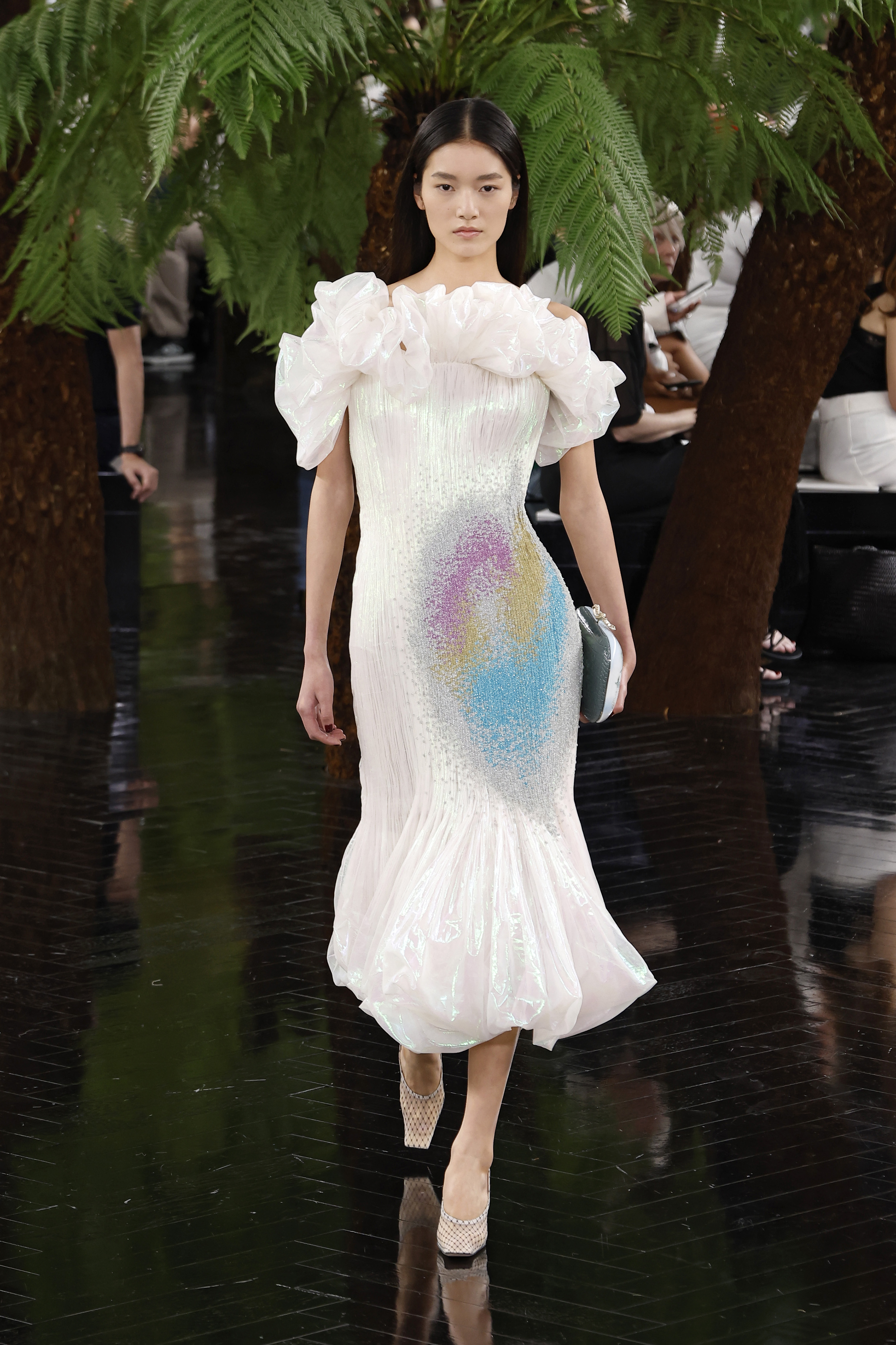 A model walks the runway during the Christian Dior Haute Couture Fall/Winter 2026/2027 show as part of Paris Fashion Week on July 6, 2026 in France. | Source: Getty Images