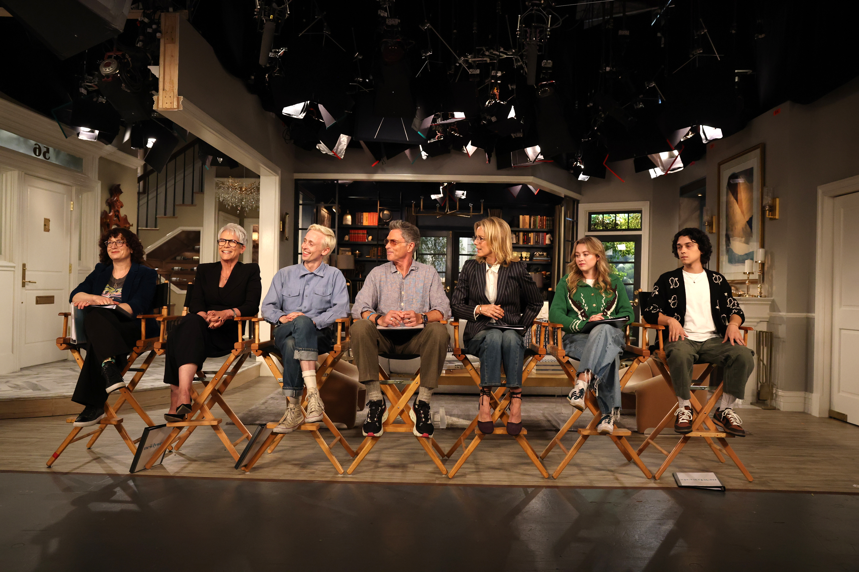 Gail Lerner, Jamie Lee Curtis, Bill O'Neill, Tim Daly, Téa Leoni, Emma Meisel, Ignacio Diaz-Silverio at the Universal Studios Lot on Monday, August 10, 2026. | Source: Getty Images