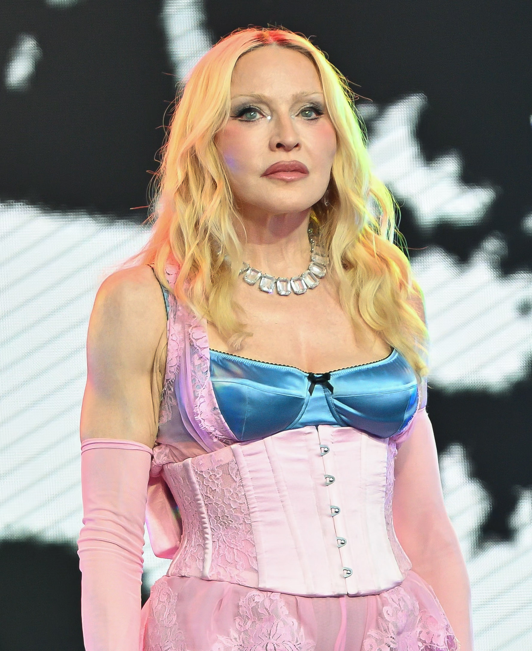 Madonna is seen performing a surprise concert in Times Square on June 04, 2026 in New York City. | Source: Getty Images