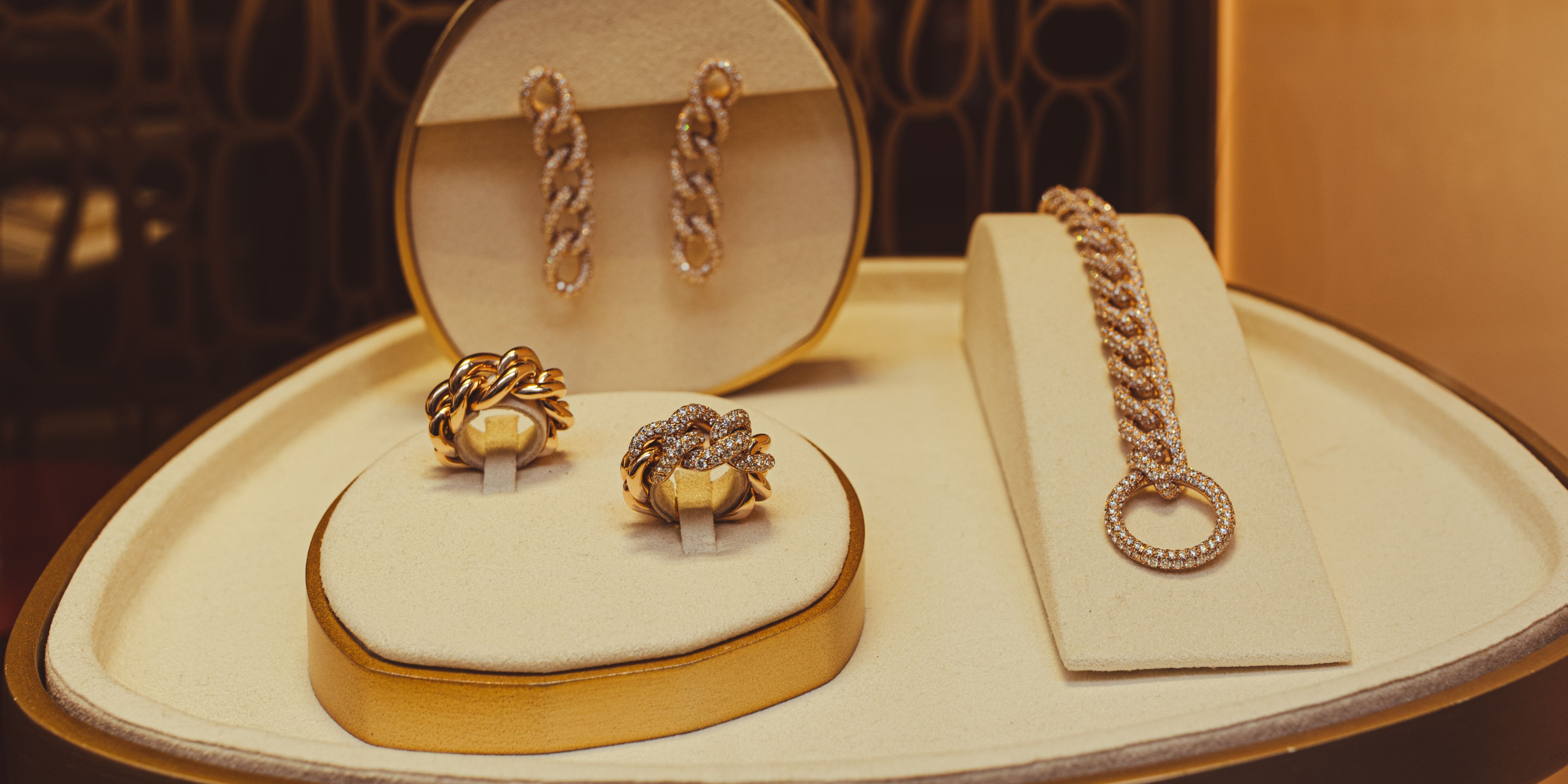 Gold jewerly on display | Source: Pexels