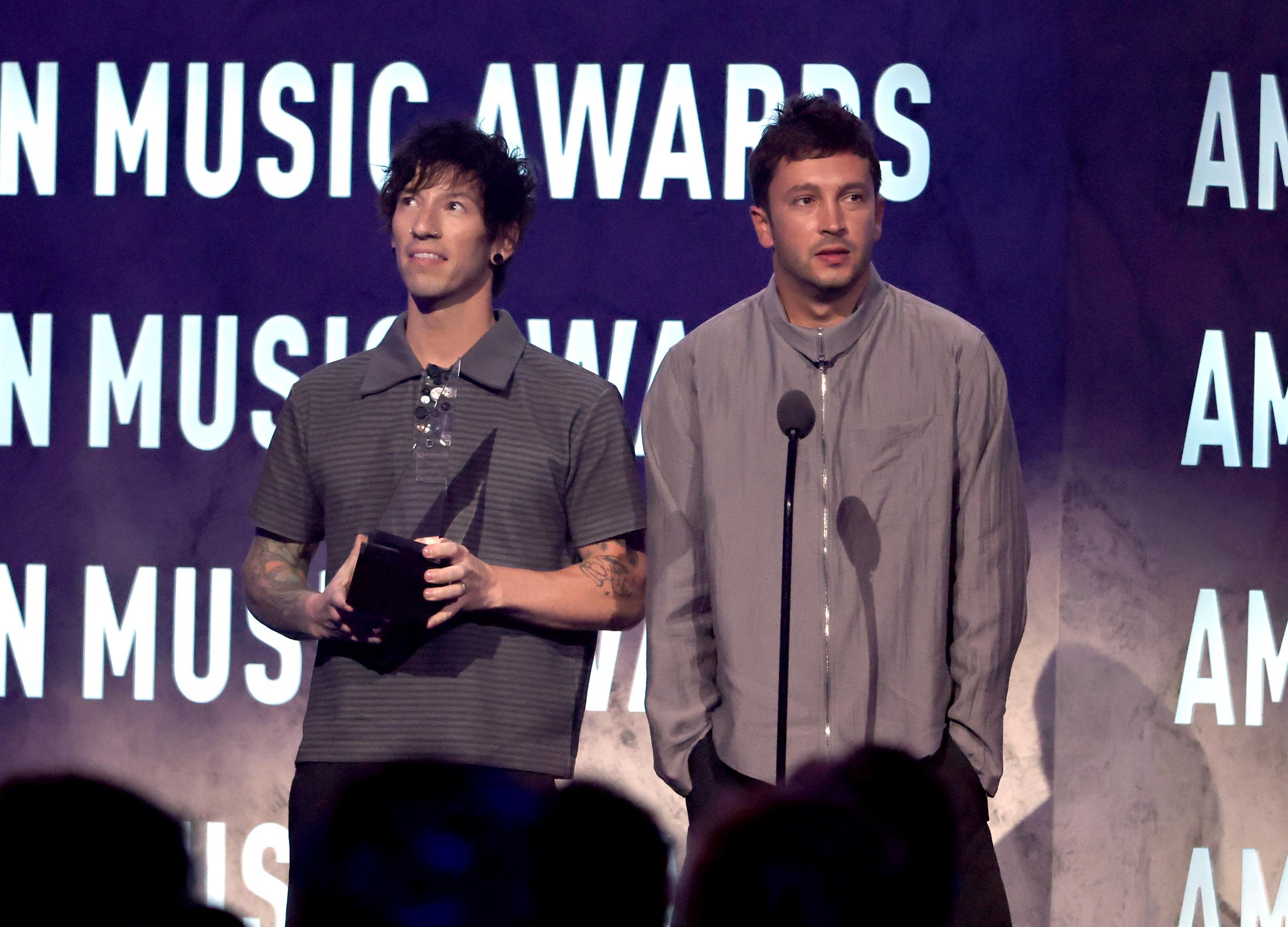 Twenty One Pilots during the 52nd American Music Awards at MGM Grand Garden Arena on May 25, 2026, in Las Vegas, Nevada. | Source: Getty Images