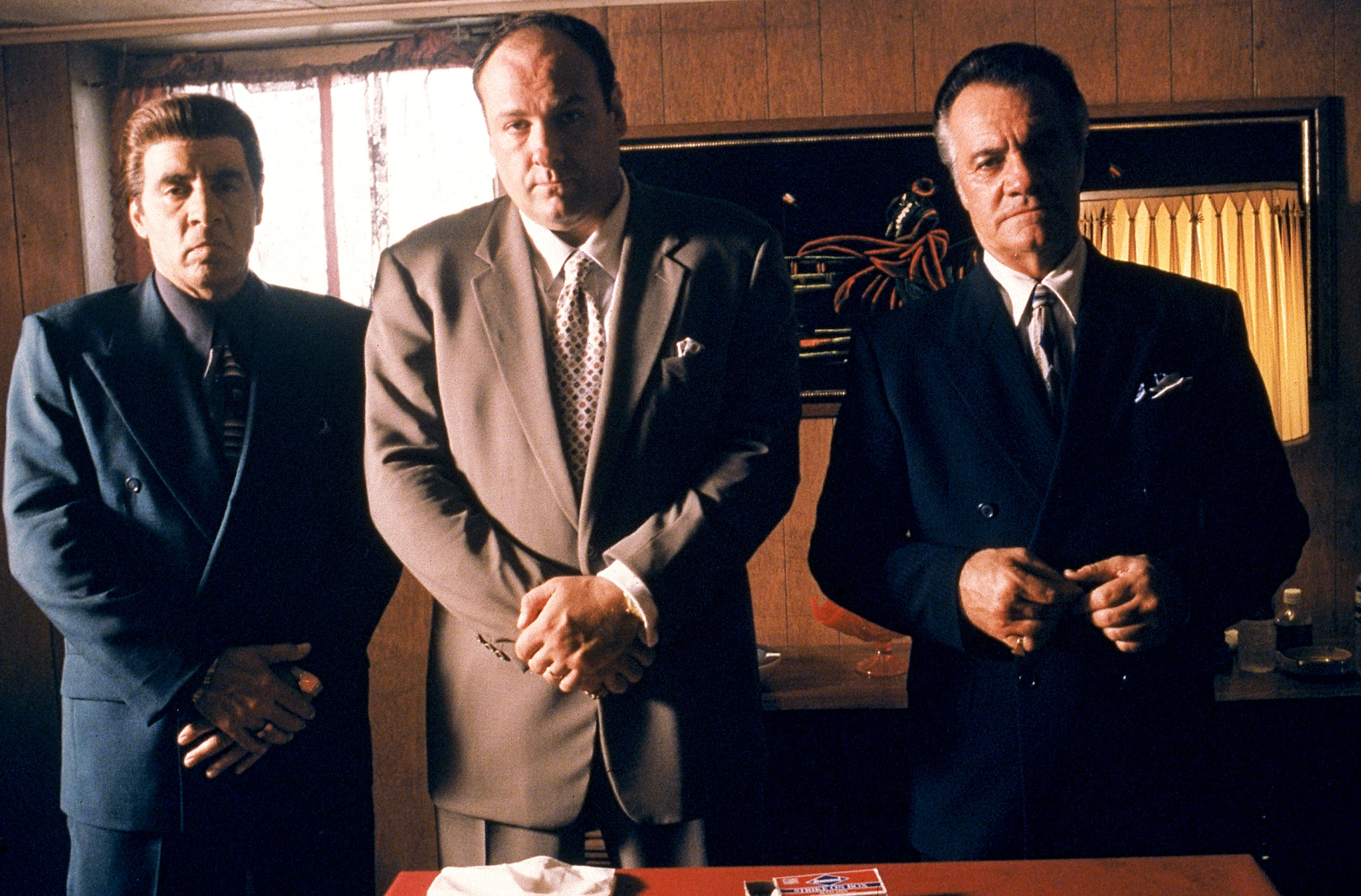 (L-R) Steven Van Zandt as Silvio Dante, James Gandolfini as Tony Soprano and Tony Sirico as Paulie Walnuts star in HBO's hit television series, "The Sopranos," circa 2001. | Source: Getty Images