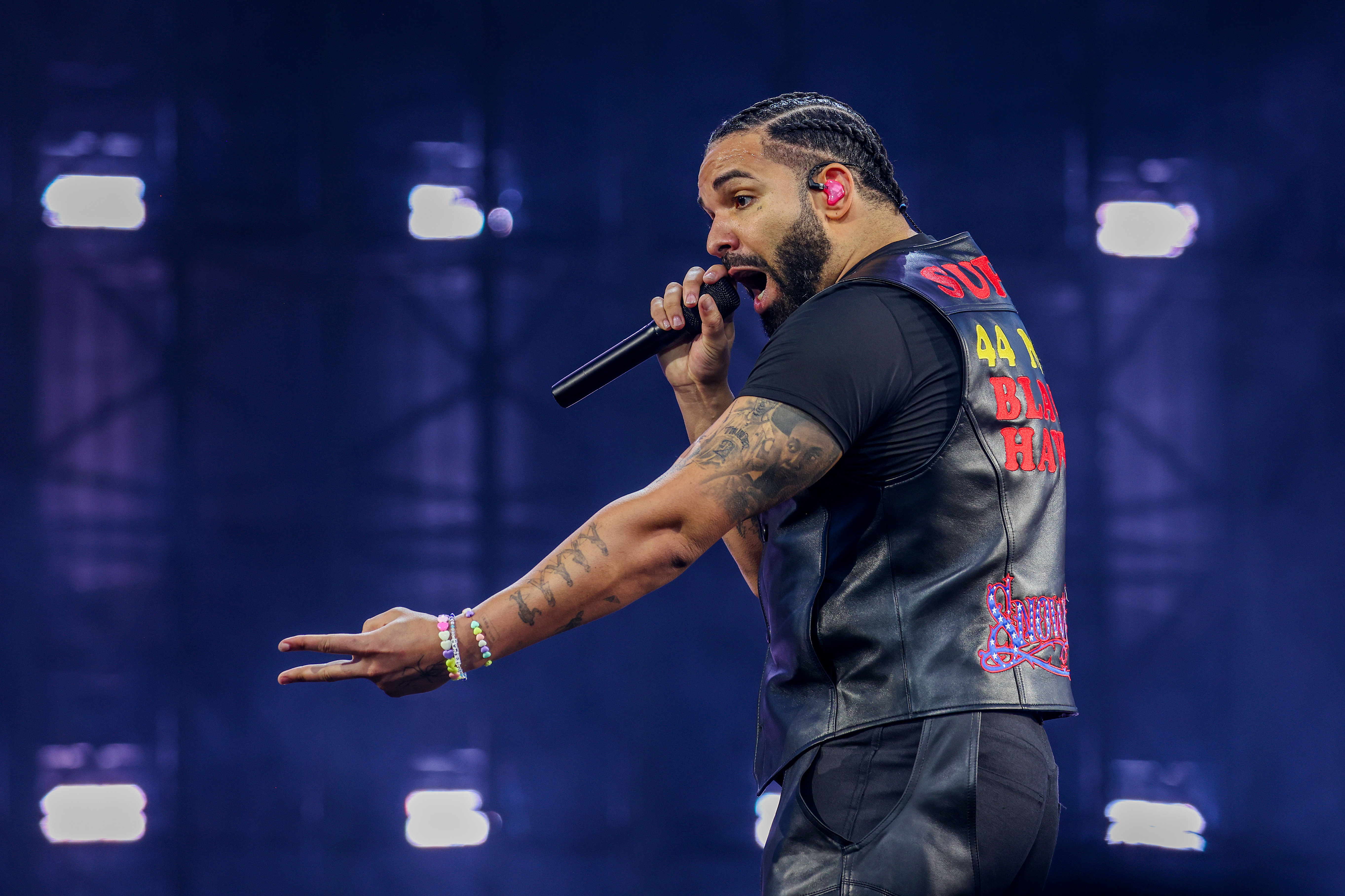 Drake onstage during Day Two of Wireless Festival 2025 at Finsbury Park on July 12 in London, England. | Source: Getty Images