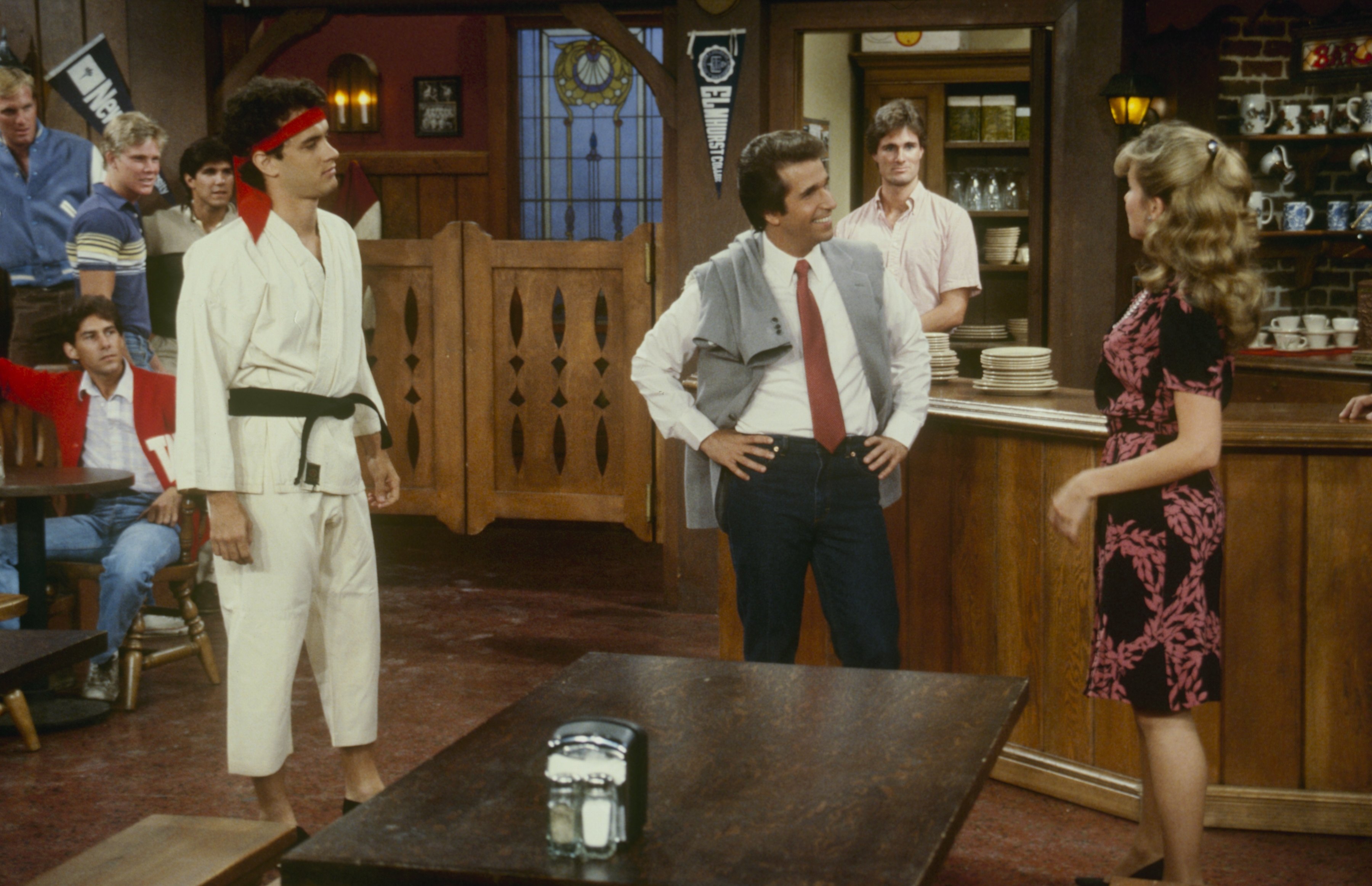 Tom Hanks and Henry Wrinkler on "Happy Days," circa 1982. | Source: Getty Images