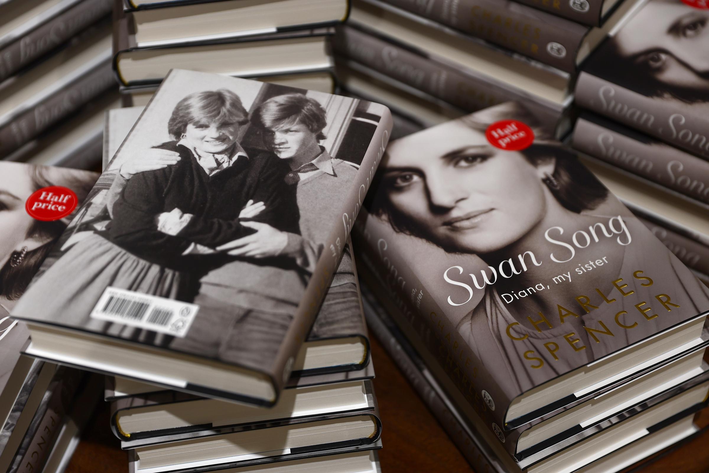 Copies of "Swan Song: Diana, My Sister" By Charles Spencer are displayed at Waterstones Piccadilly on September 22, 2026 in London, England. | Source: Getty Images