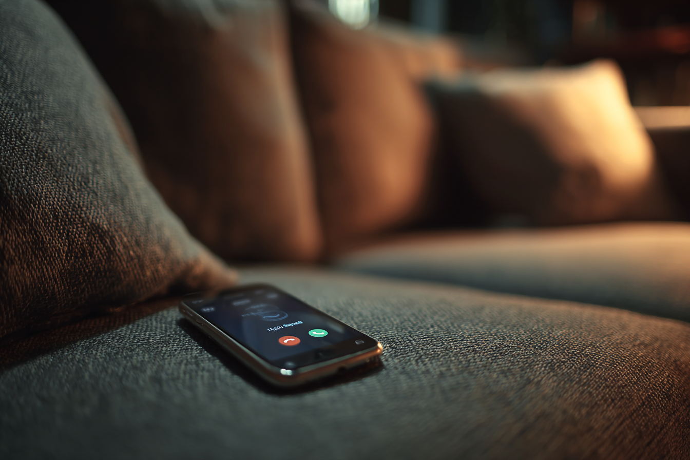 A phone on a couch | Source: Midjourney