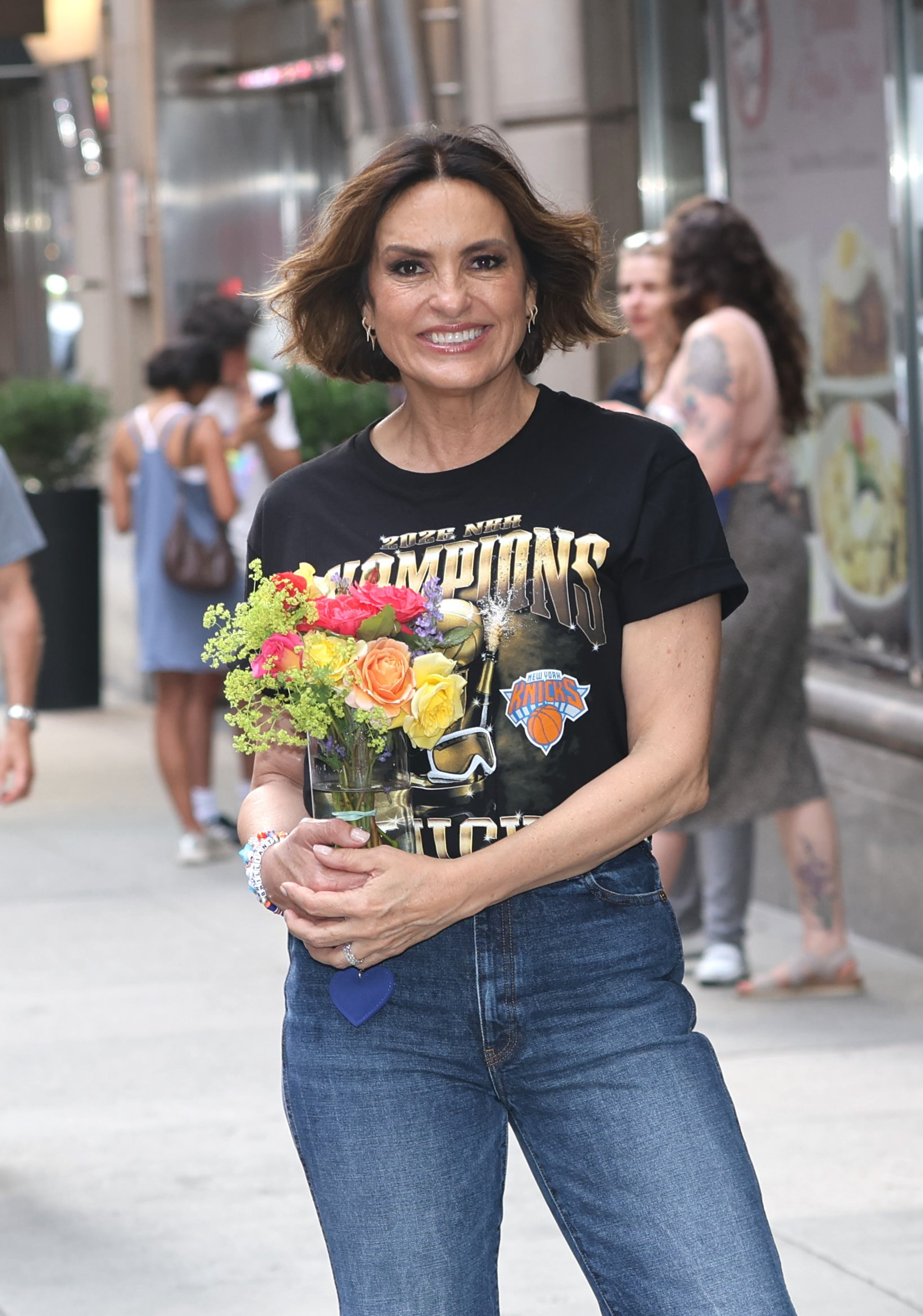 Mariska Hargitay is seen after her Broadway show "Every Brilliant Thing" at the Hudson Theater in Times Square, Manhattan on June 14, 2026 in New York City. | Source: Getty Images