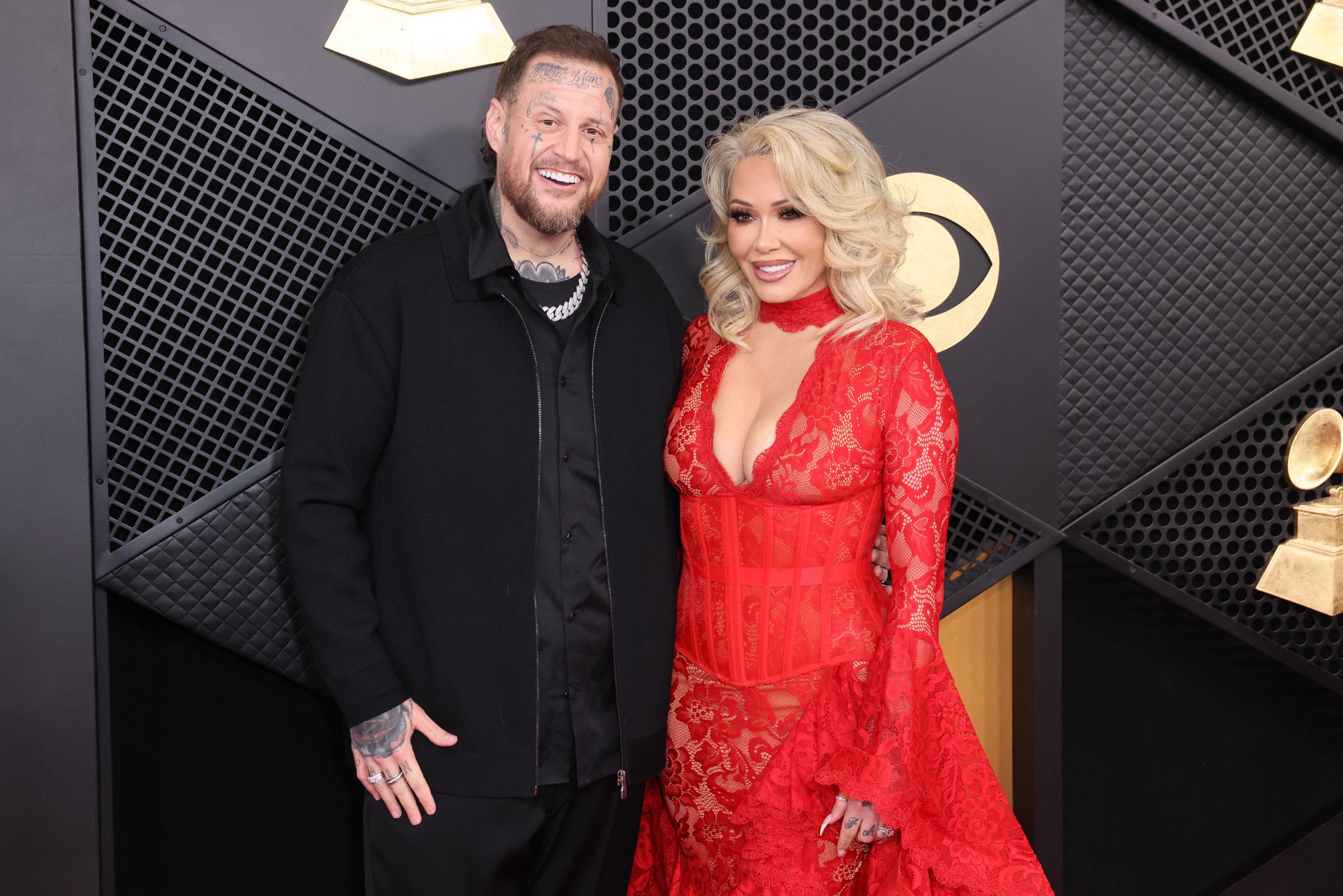 Jelly Roll and Bunnie Xo attend the 68th GRAMMY Awards at Crypto.com Arena on February 1, 2026 in Los Angeles, California. | Source: Getty Images