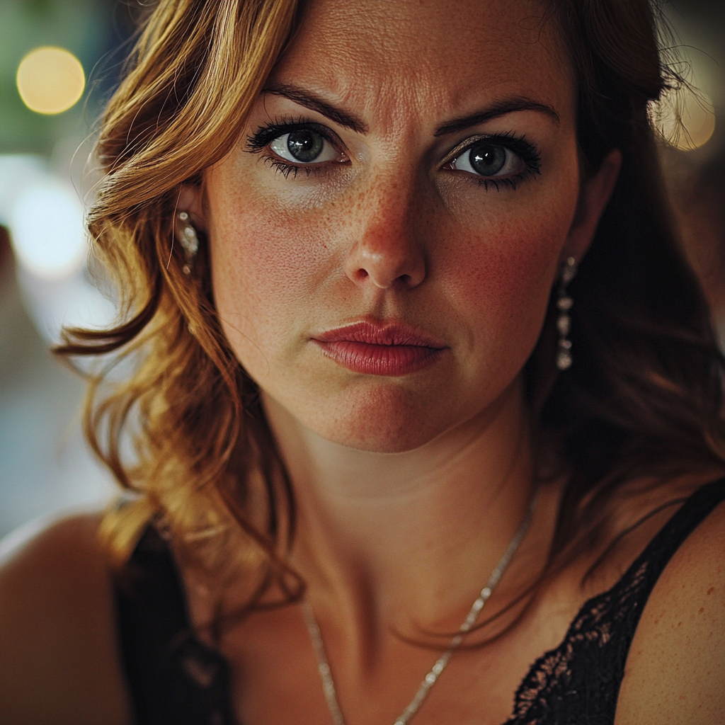 A close up of an annoyed woman | Source: Midjourney