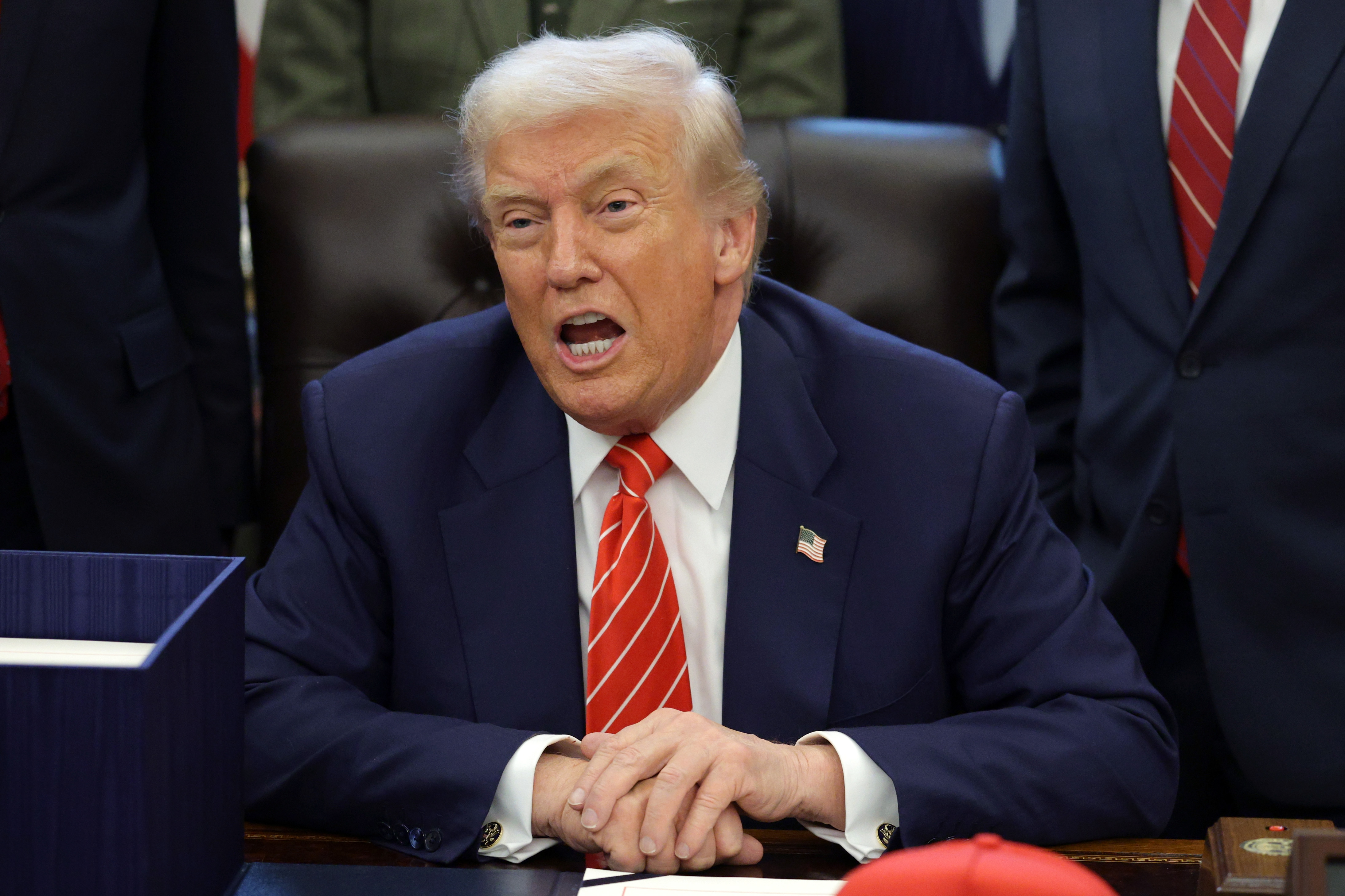 President Donald Trump speaks during a bill signing in the Oval Office of the White House on February 3, 2026 in Washington, DC. | Source: Getty Images